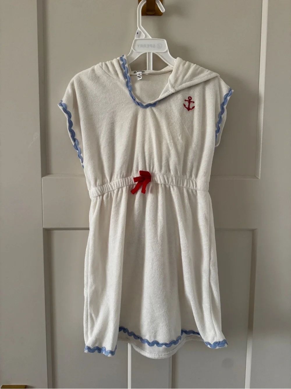 NWT Sperry Kids Striped Ruffle Swimsuit with Red Trim coverup bow size 6